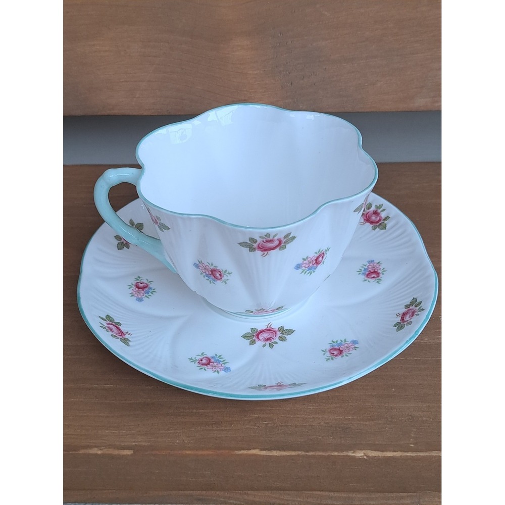 VTG Shelley Rosebud England Fine Bone China Teacup And Sauser